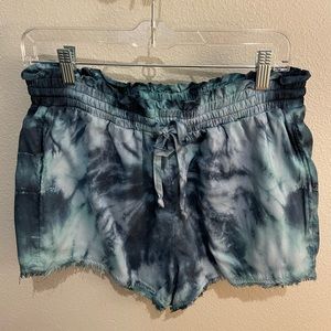 Size medium NEW shorts with drawstring. Tie-dye by Candy. Blue & turquoise used!